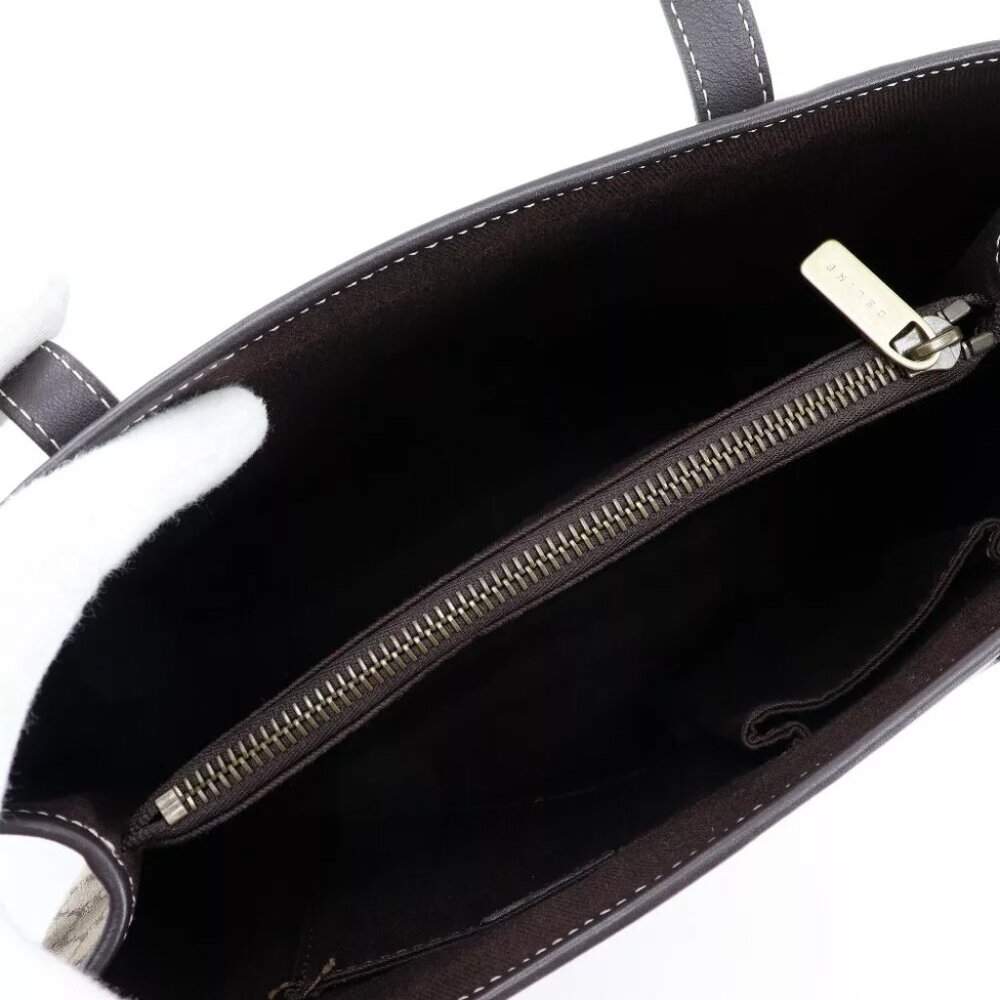 CELINE Macadam Handbag Brown canvas/Calfskin Women - Picture 3 of 8